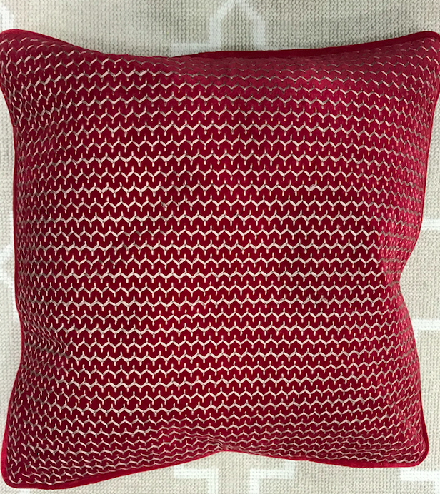Red embroidered cushion cover 